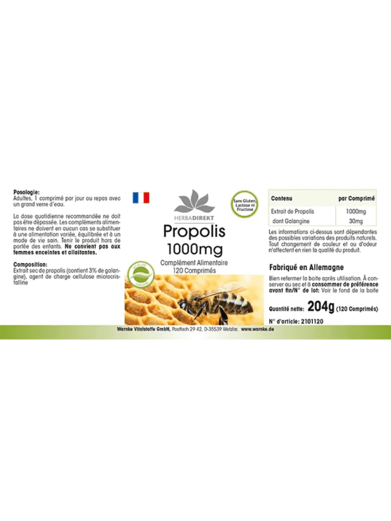 Propolis 1000mg Maroc Prix Pharmacie dosage élevé 120 comprimés avec 3% de Galangin fr