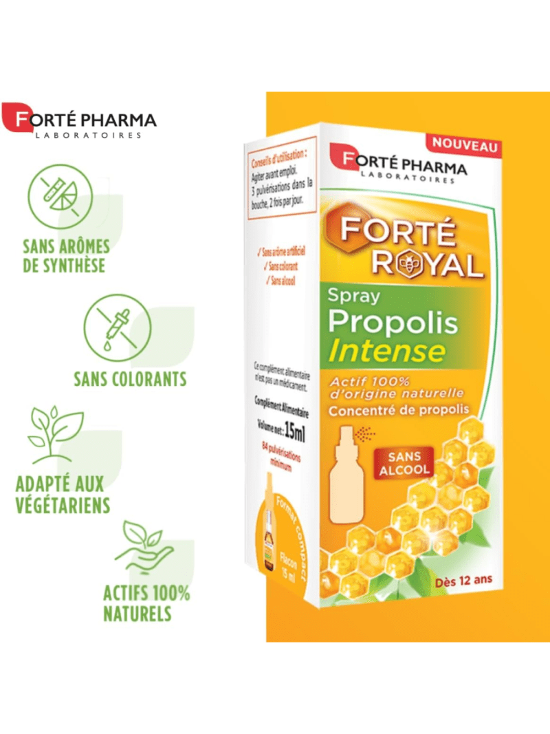 Spray Propolis Intense Maroc Prix Pharmacie Sans Alcool Complément Alimentaire Gorge irritée à base de Propolis Flacon 15ml 4