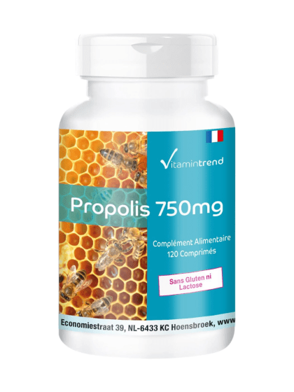 Propolis 750mg Maroc Prix Pharmacie dosage élevé 120 comprimés vegan sans gluten 3% de Galangin